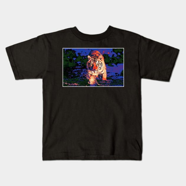 Tiger Pop art 5 Kids T-Shirt by Korvus78